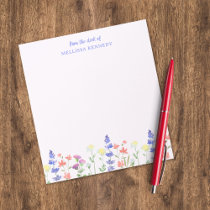 Floral Wildflowers Border From The Desk Of Name Notepad