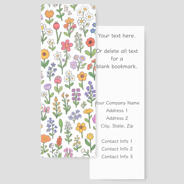 Floral Wildflowers Business Promotional  Bookmarks (Front & Back)