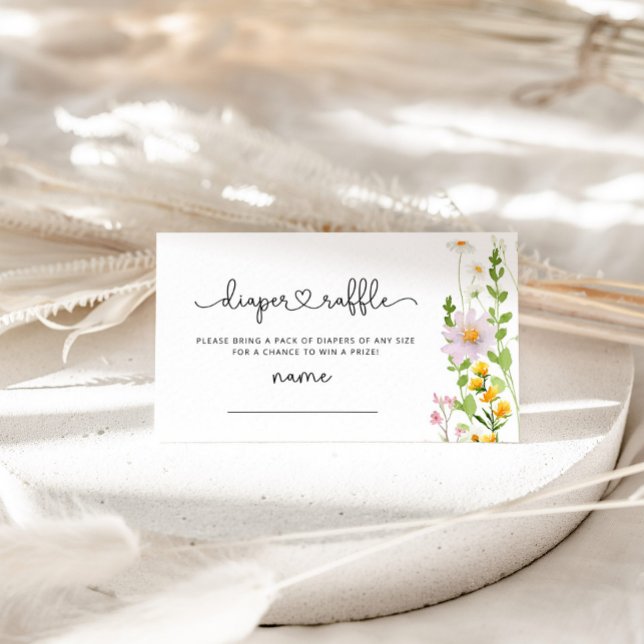 Floral wildflowers diaper raffle ticket enclosure card (Creator Uploaded)