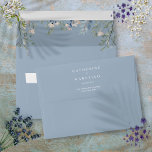 Floral Wildflowers Dusty Blue Return Address Envelope<br><div class="desc">This elegant dusty blue return address envelope can be personalized with your names and address details in chic white lettering. The inside features a cascade of pretty flowers and greenery. Designed by Thisisnotme©</div>