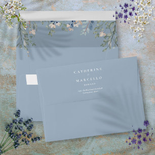 Floral Wildflowers Dusty Blue Return Address Envelope