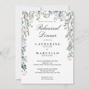 Floral Wildflowers Elegant Rehearsal Dinner Invitation