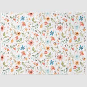 Floral Wildflowers Fall Leaf Greenery Watercolor Tissue Paper