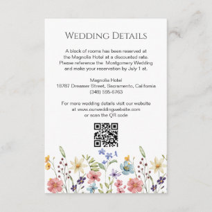 Floral Wildflowers Garden Wedding Details Enclosure Card