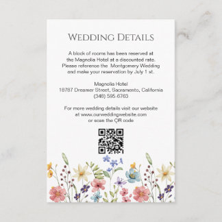 Floral Wildflowers Garden Wedding Details Enclosure Card
