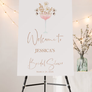 Floral Wildflowers Glass Bridal Shower Welcome Foam Board