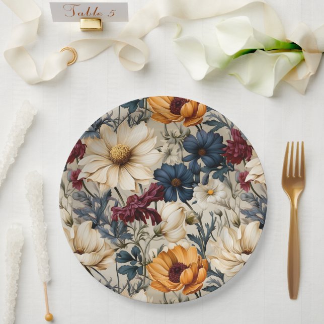 Floral Wildflowers Paper Plates (Wedding)