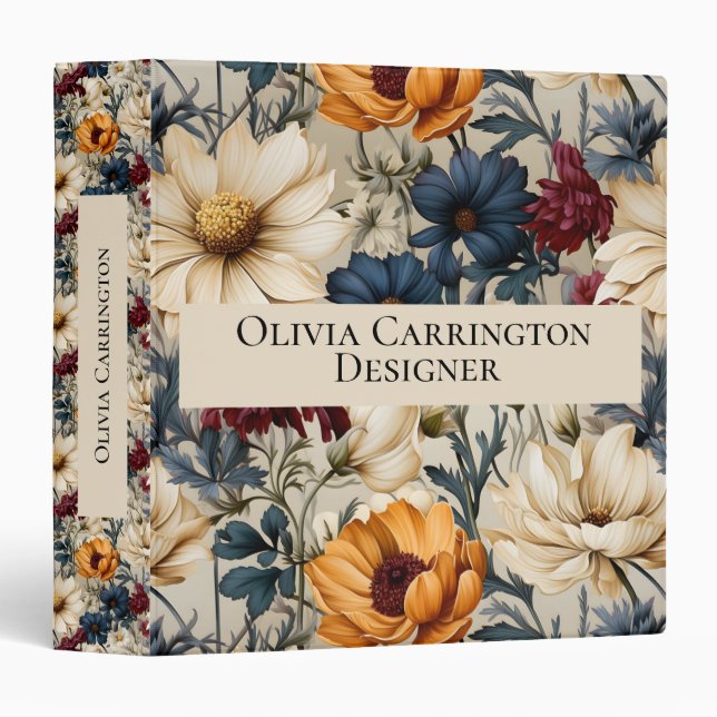 Floral Wildflowers Personalized 3 Ring Binder (Front/Spine)
