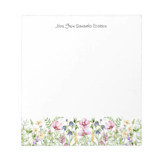 Floral Wildflowers Personalized Name & Message Notepad