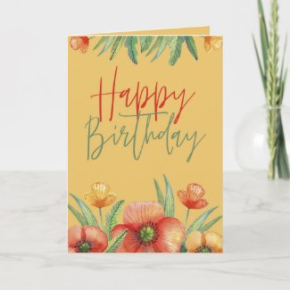 Floral Wildflowers Watercolor Birthday Card