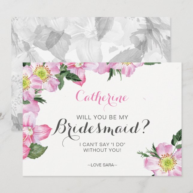 Floral Will You Be My bridesmaid Card (Front/Back)