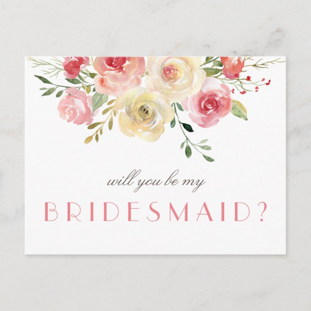 Floral | Will You Be My Bridesmaid Card | Zazzle