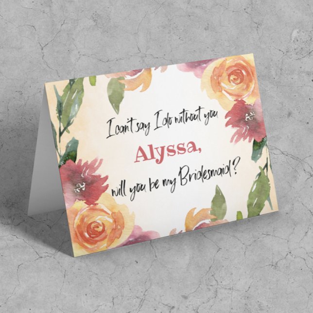 Floral Will you be my Bridesmaid Folded Card (Creator Uploaded)