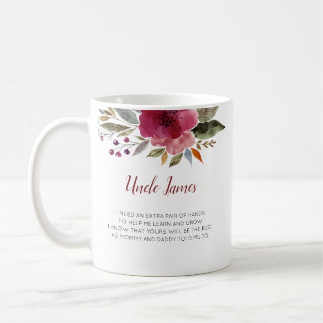 Floral Will You Be My Godfather Christening Coffee Mug (Left)