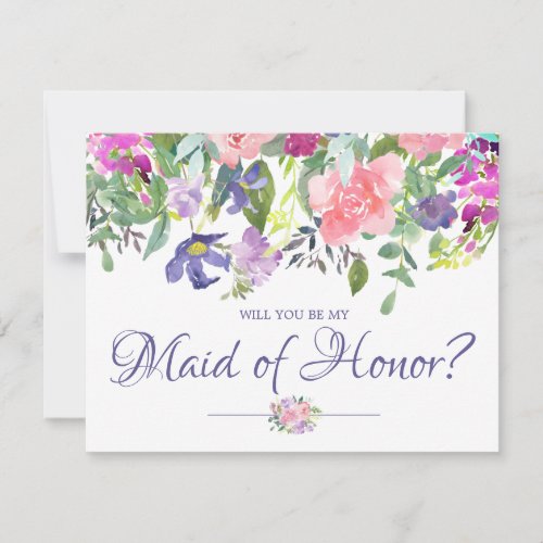 Floral Will You be My Maid of Honor Card