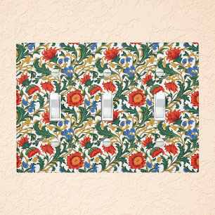 Floral Willam Morris Style Blue Red Gold Vintage Light Switch Cover