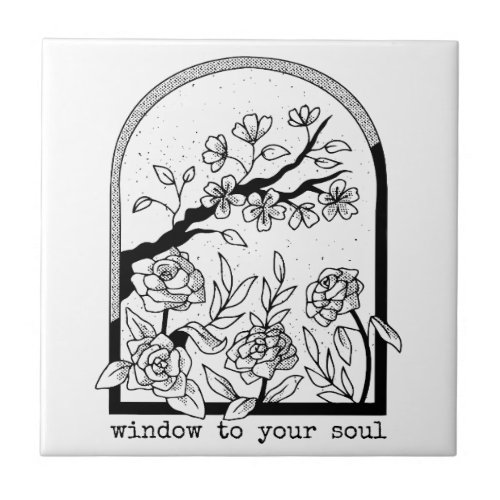 Floral window design ceramic tile