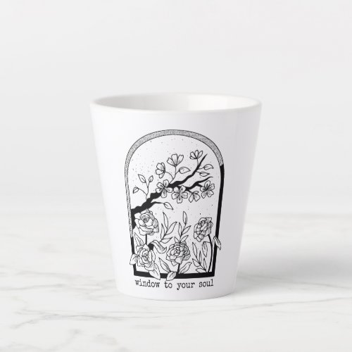 Floral window design latte mug