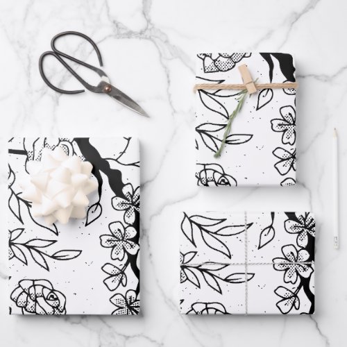 Floral window design wrapping paper sheets