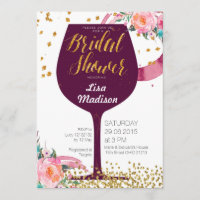 Floral Wine Bridal Shower Invitation card