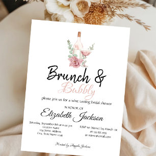 Floral Wine Brunch & Bubbly Bridal Shower Invitation