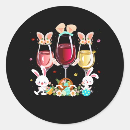Floral Wine Glasses Easter Bunny Rabbit Alcohol Eg Classic Round Sticker