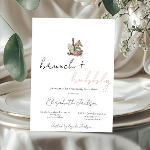Floral Wine Set Glitter Bridal Shower Invitation