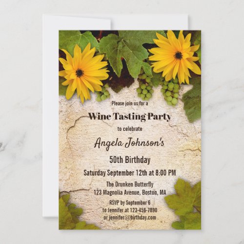 Floral Wine Tasting Birthday Invitation