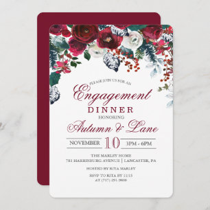 Floral Winter Engagement Dinner Invitation
