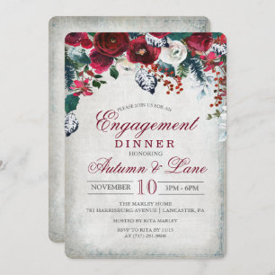 Floral Winter Engagement Dinner Invitation