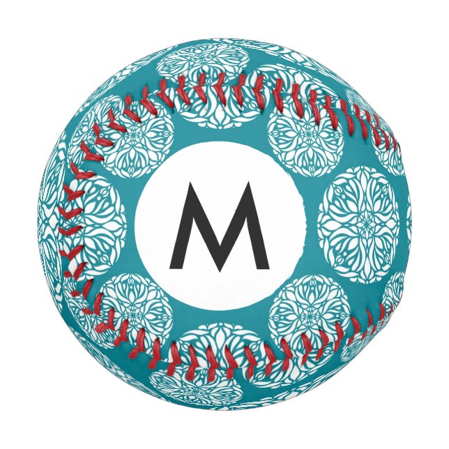 Floral winter snowflake baseball (Front Left)