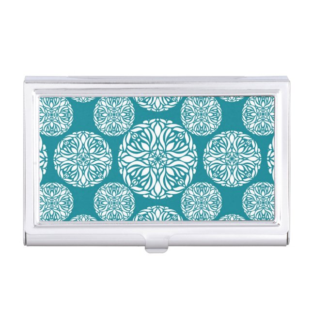 Floral winter snowflake business card case (Front)