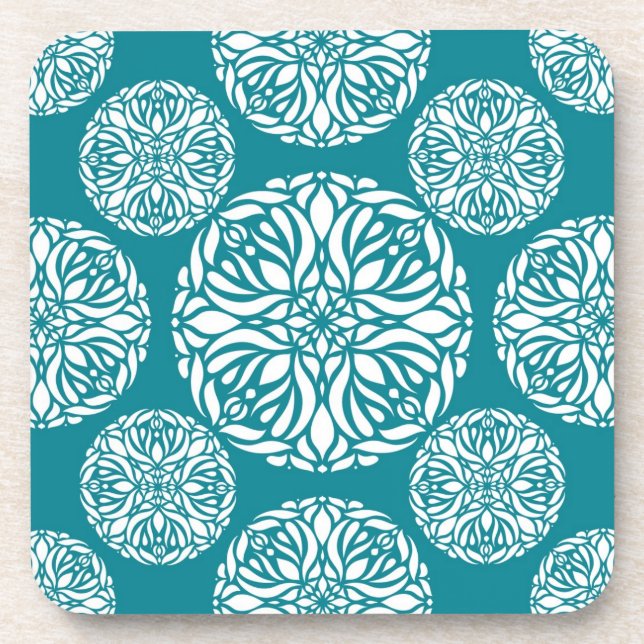 Floral winter snowflake drink coaster (Front)