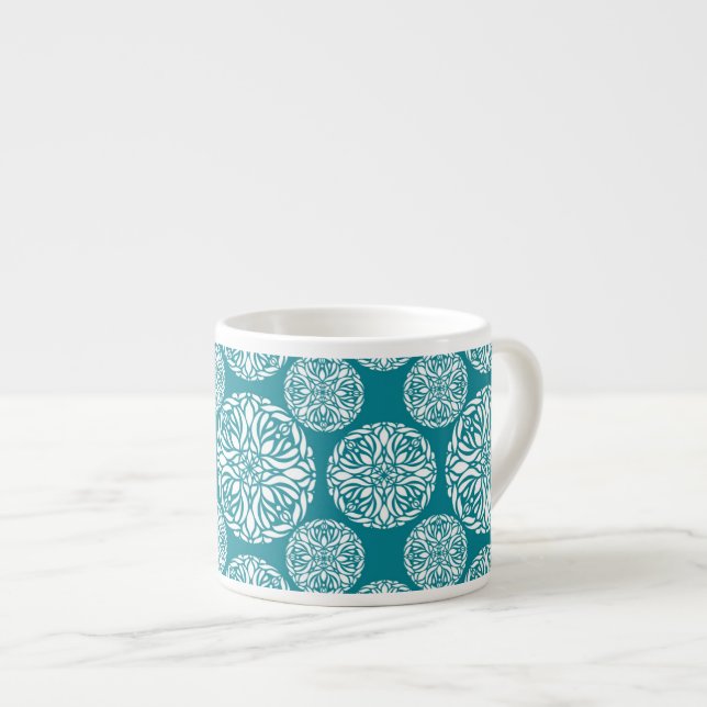 Floral winter snowflake espresso cup (Front Right)