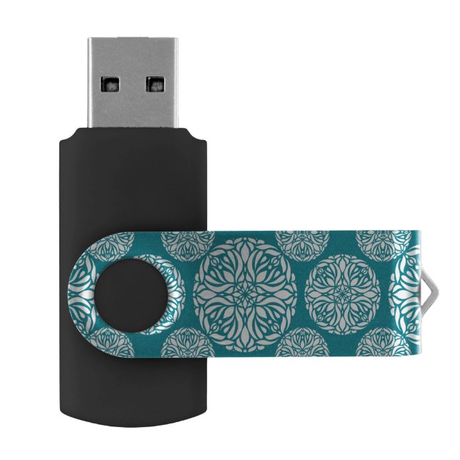 Floral winter snowflake flash drive (Opened)