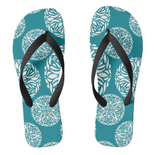 Floral winter snowflake flip flops