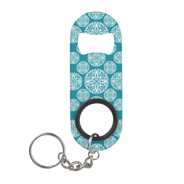 Floral winter snowflake keychain bottle opener (Front)