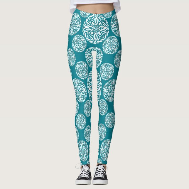 Floral winter snowflake leggings (Front)