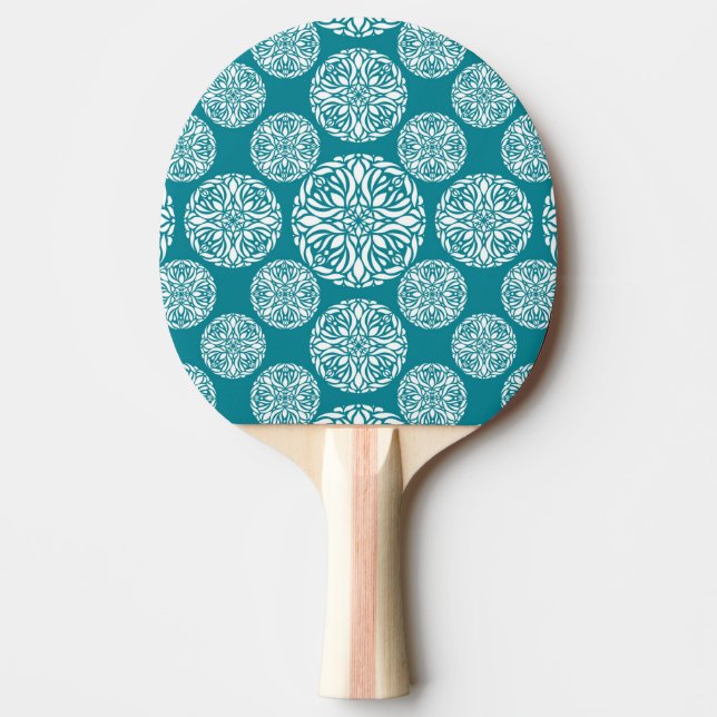 Floral winter snowflake ping pong paddle (Front)