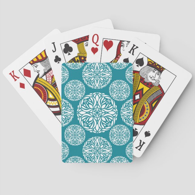 Floral winter snowflake poker cards (Back)