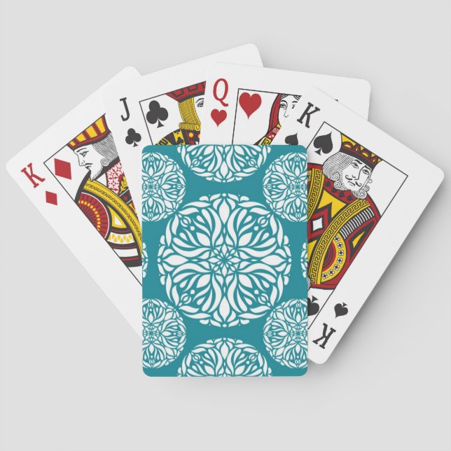 Floral winter snowflake poker cards (Back)