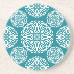 Floral winter snowflake sandstone coaster