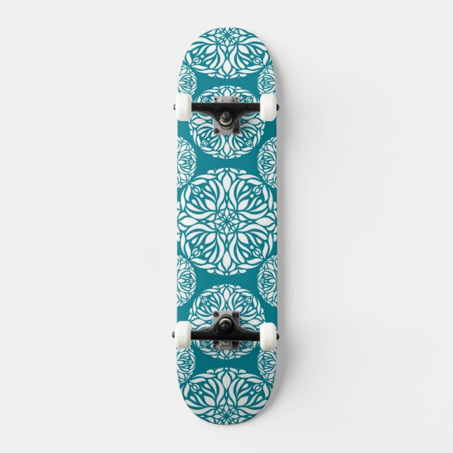 Floral winter snowflake skateboard (Front)