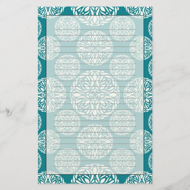 Floral winter snowflake stationery (Front)