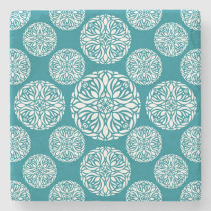 Floral winter snowflake stone coaster