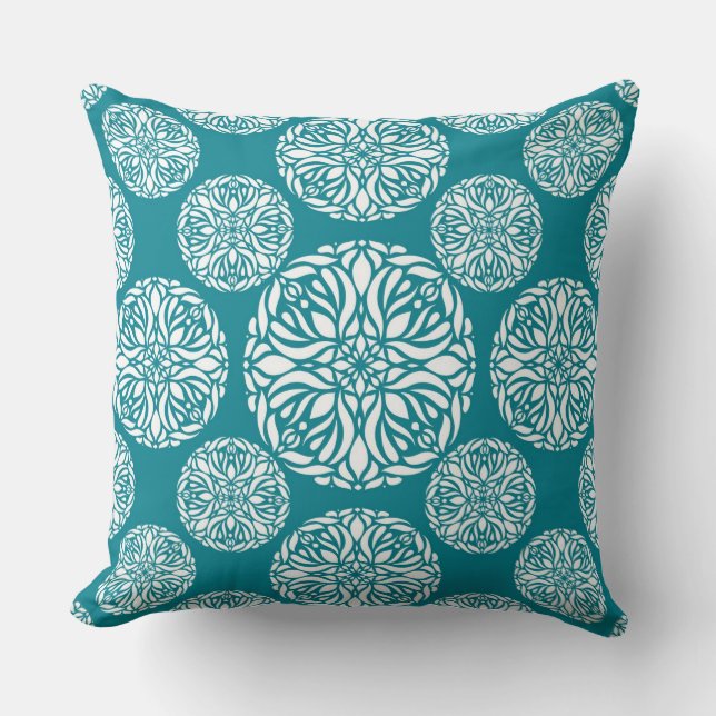 Floral winter snowflake throw pillow (Front)