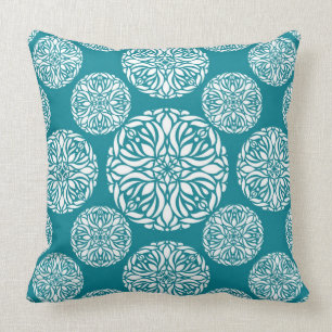 Floral winter snowflake throw pillow