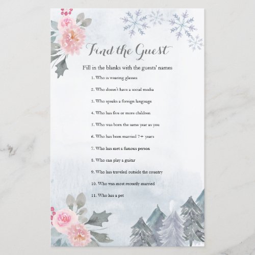  Floral Winter Snowflakes Find the Guest game