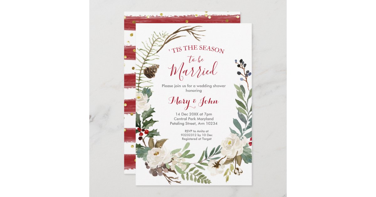 Floral Winter Wedding Invitation 