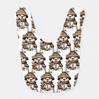 Floral Winter Wonderland Snowman Baby Bib
